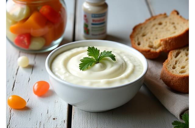 Вариация от ферментирали храни като кисело мляко, туршия и квас, с акцент върху пробиотични капсули
